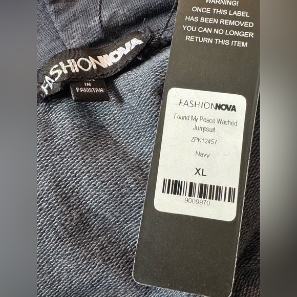 Fashion Nova Charcoal Navy  Found My Peace  Jumpsuit NWT XL - Picture 4 of 6